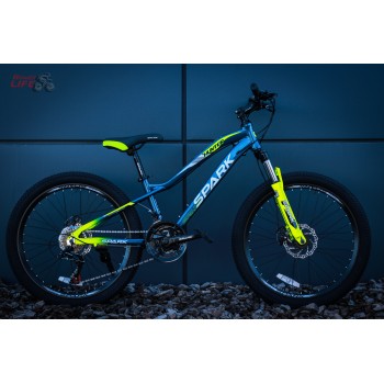 Велосипед SPARK HUNTER JR. (колеса - 24", алюмінієва рама - 12") темно-синій з жовтим